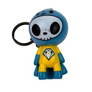 Tokidoki Portafortuna Qee Leo Keychain Figurine Charm Blue Guy FLAW